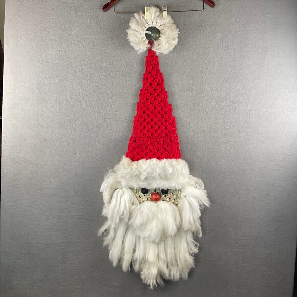 Macrame Santa Wall Hanging Door Decoration 43” Boho Kitshy - Picture 1 of 5
